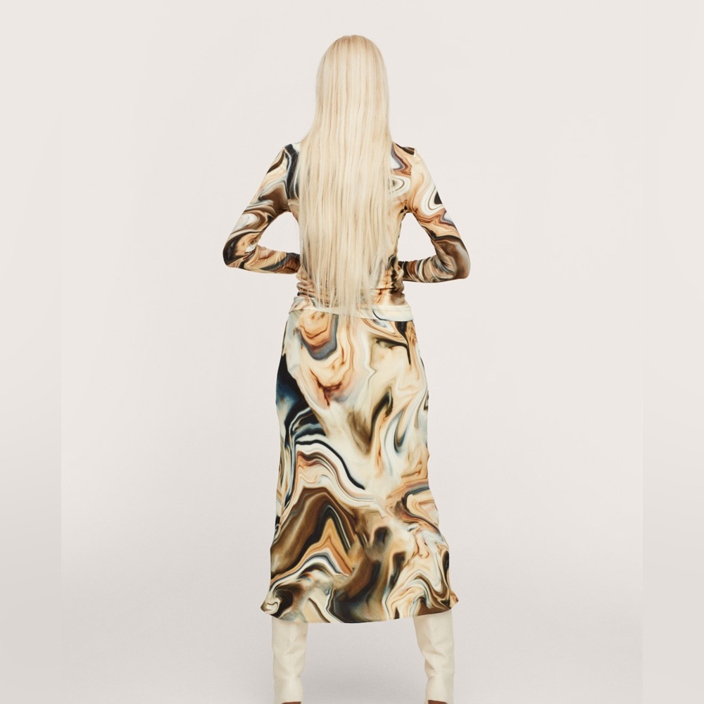 Mango Marbled Maxi Slip Skirt